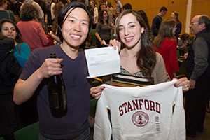 Mrs. Rachel Yang toasting her match at Stanford University with her husband Dr. Joseph Yang. 