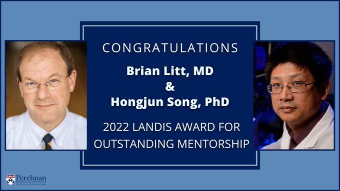 Banner Congratulations Brian Litt MD & Hongjun Song PhD