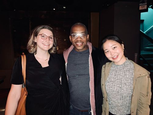 A photo of Dr. Amankulor, Emily, and Katharine at CNS 2022.