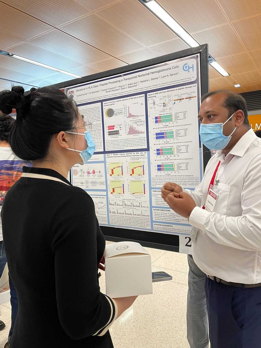 Sushant Kumar PhD presenting his work on HLA Class I antigen presentation in PNH cells (June 14, 2022)