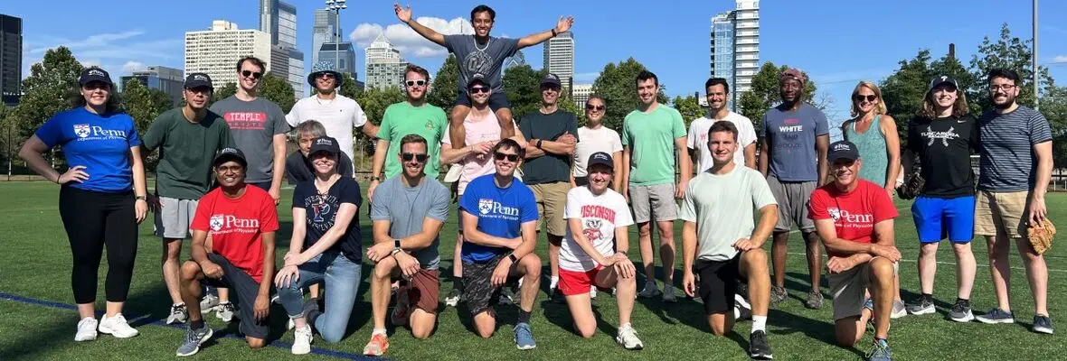 B&B and Physiology department softball game. Pictured are the student and faculty team members from each department.