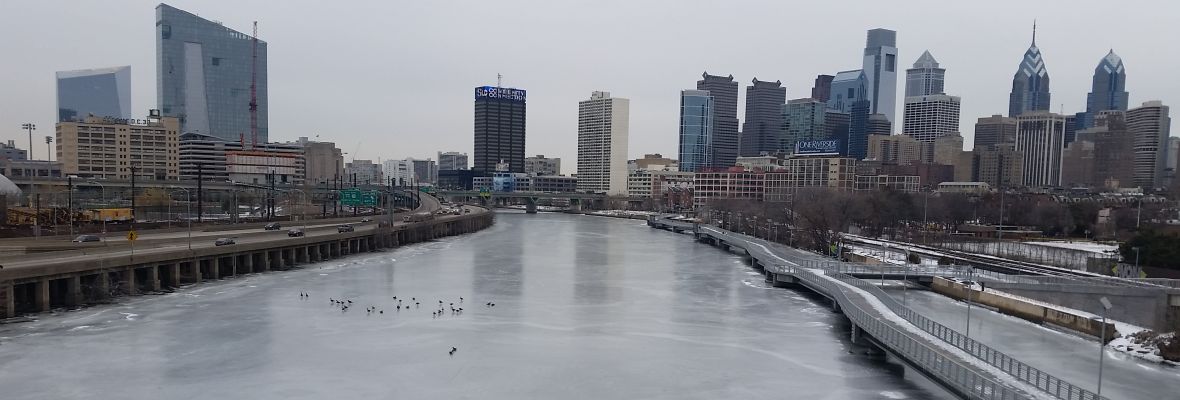 Frozen Schuylkill River in Philadelphia