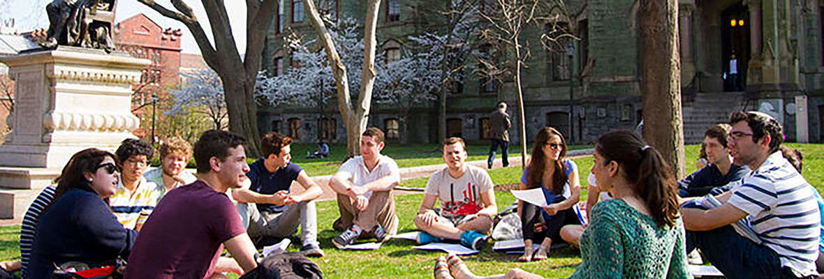 people sitting on university lawn
