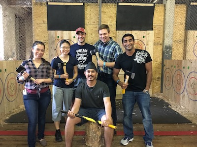 Axe throwing group photo