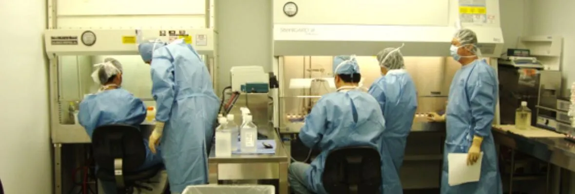 Five scientists working in laboratory