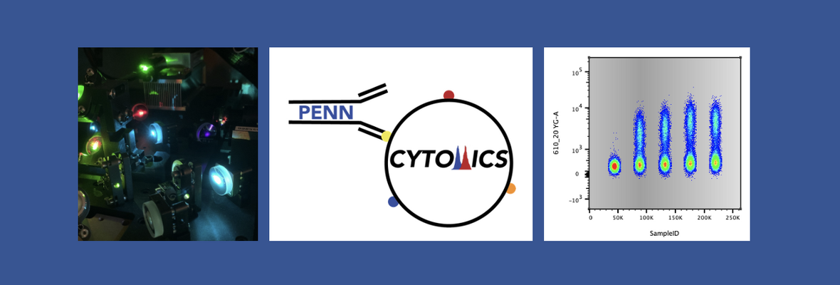 Penn Cytomics logo and flow cytometry related pictures