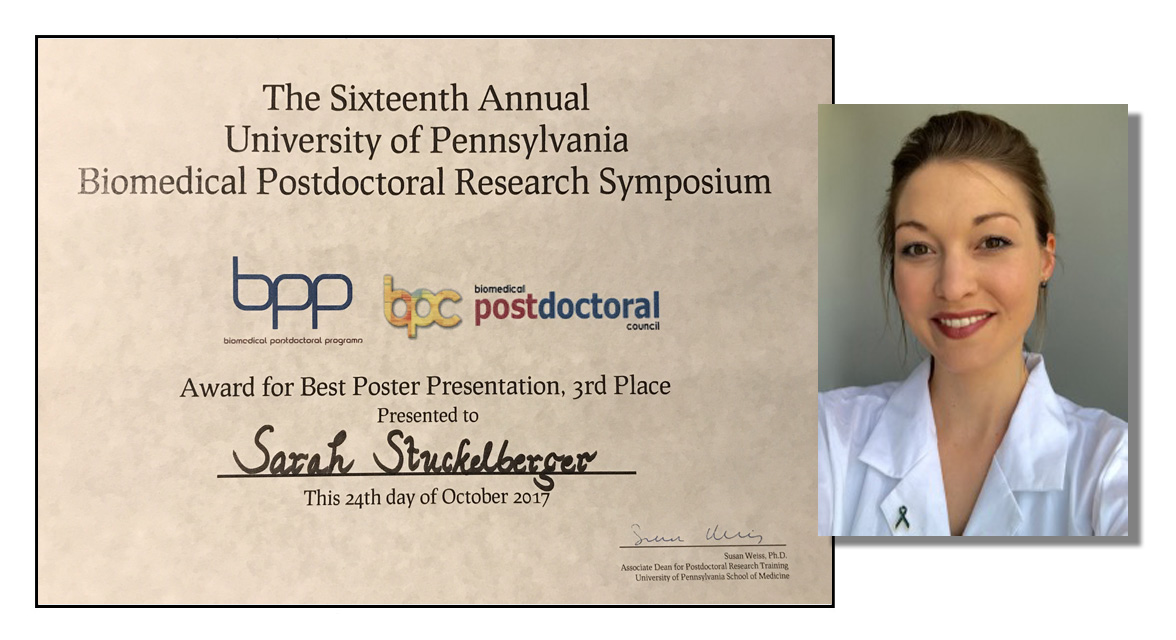 3rd Place at the 16th Annual University of Pennsylvania Biomedical Postdoctoral Research Symposium