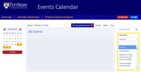 livewhale events calendar dropdown
