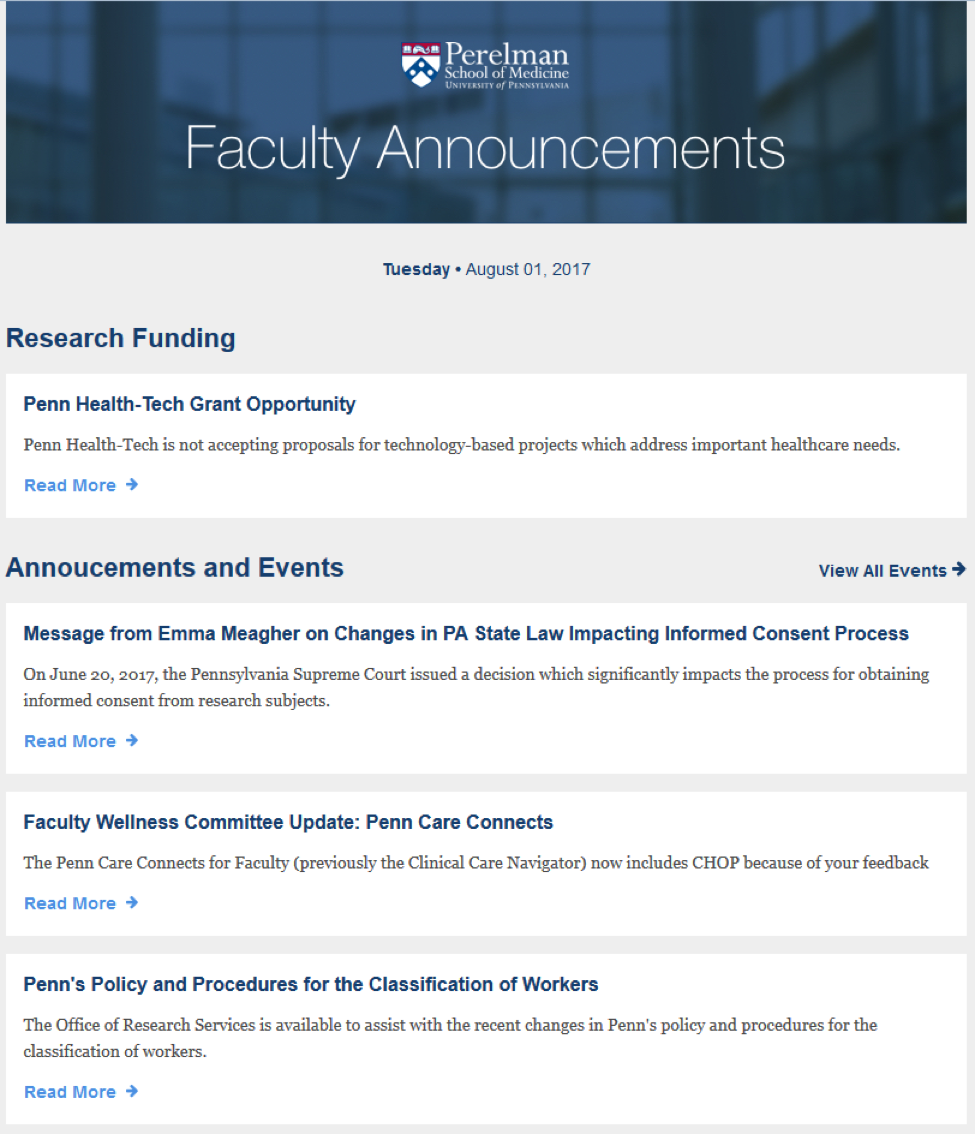 Faculty Newsletter Sample