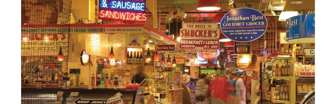 Photograph of Reading Terminal Market, a common place to visit while in Philadelphia.