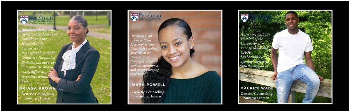 Images of the three 2021 UPenn Genetic Counseling Summer Interns
