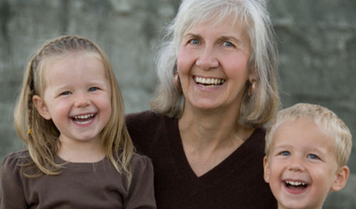 woman and children laughing