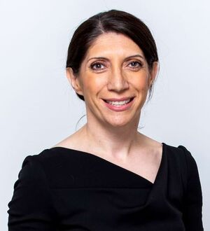 Dolores Hambardzumyan wearing black and light blue background