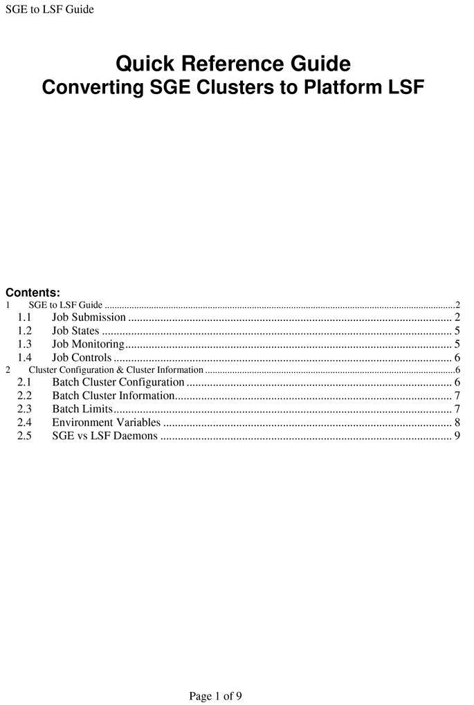 Converting SGE Clusters to Platform LSF