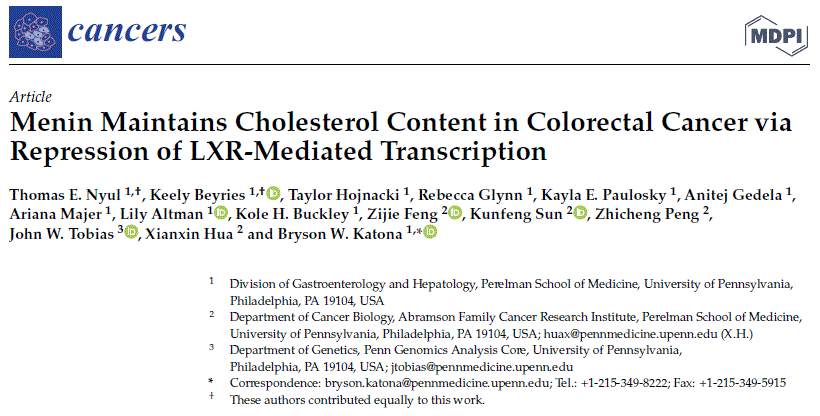 Menin-LXR Cancers 2023 paper header