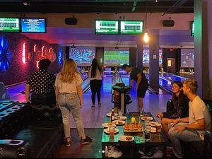 students bowling