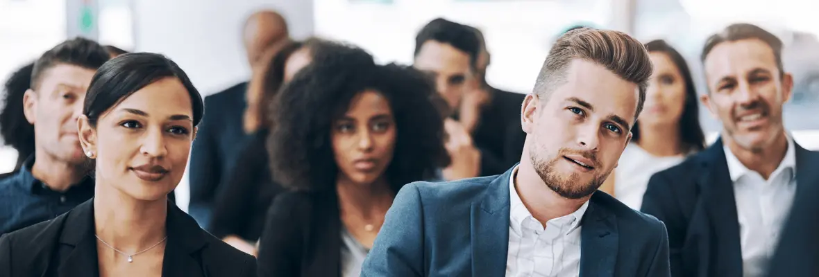 business professionals at a training session