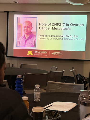 Dr. Padmanabhan’s talk at OCMF on the Role of ZNF217 in Ovarian Cancer Metastasis