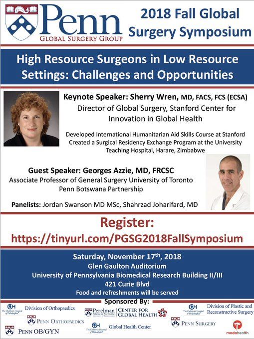 Flier for PGSG Fall Symposium on High Resource Surgeons in Low Resource Settings: Challenges and Opportunities