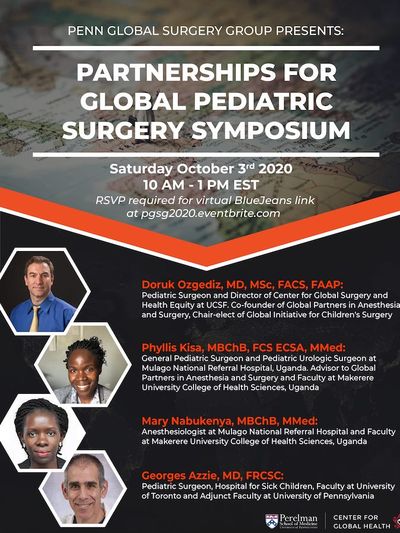Flier for PGSG Fall Symposium on Partnerships for Global Pediatric Surgery