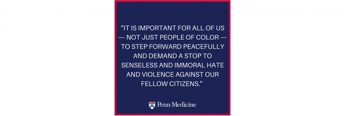 'It is important for all of us—not just people of color—to step forward peacefully and demand a stop to senseless and immoral hate and violence against our fellow citizens.'
