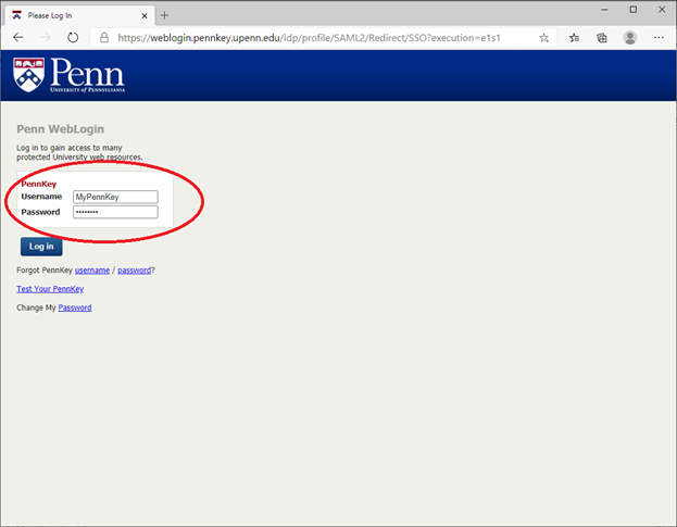 PennKey Login Page