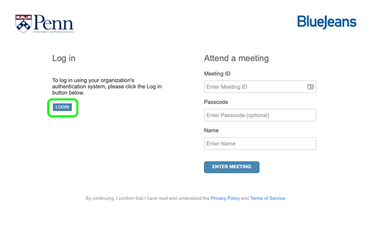 BlueJeans Login