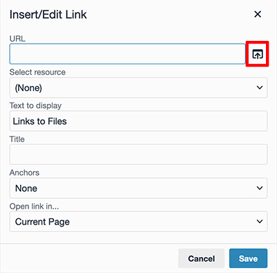 inserting a link window