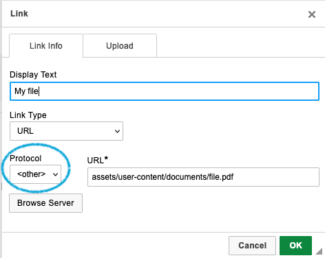 linking to a document window