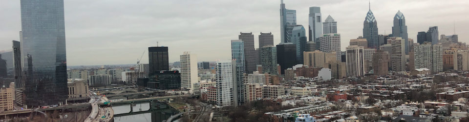 Philadelphia skyline near Schuylkill River