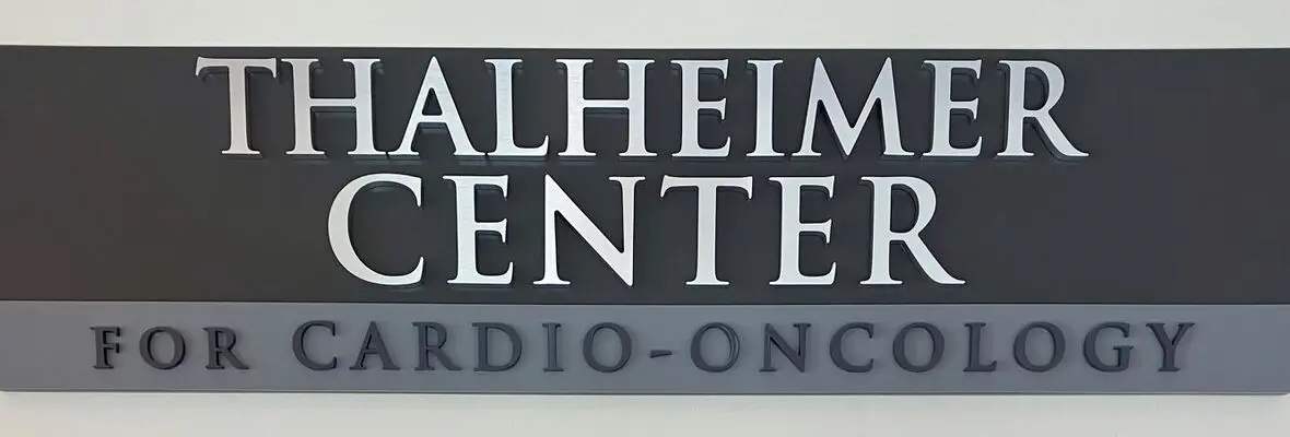 Thalheimer Center for Cardio-Oncology Sign located in the Heart and Vascular Center.